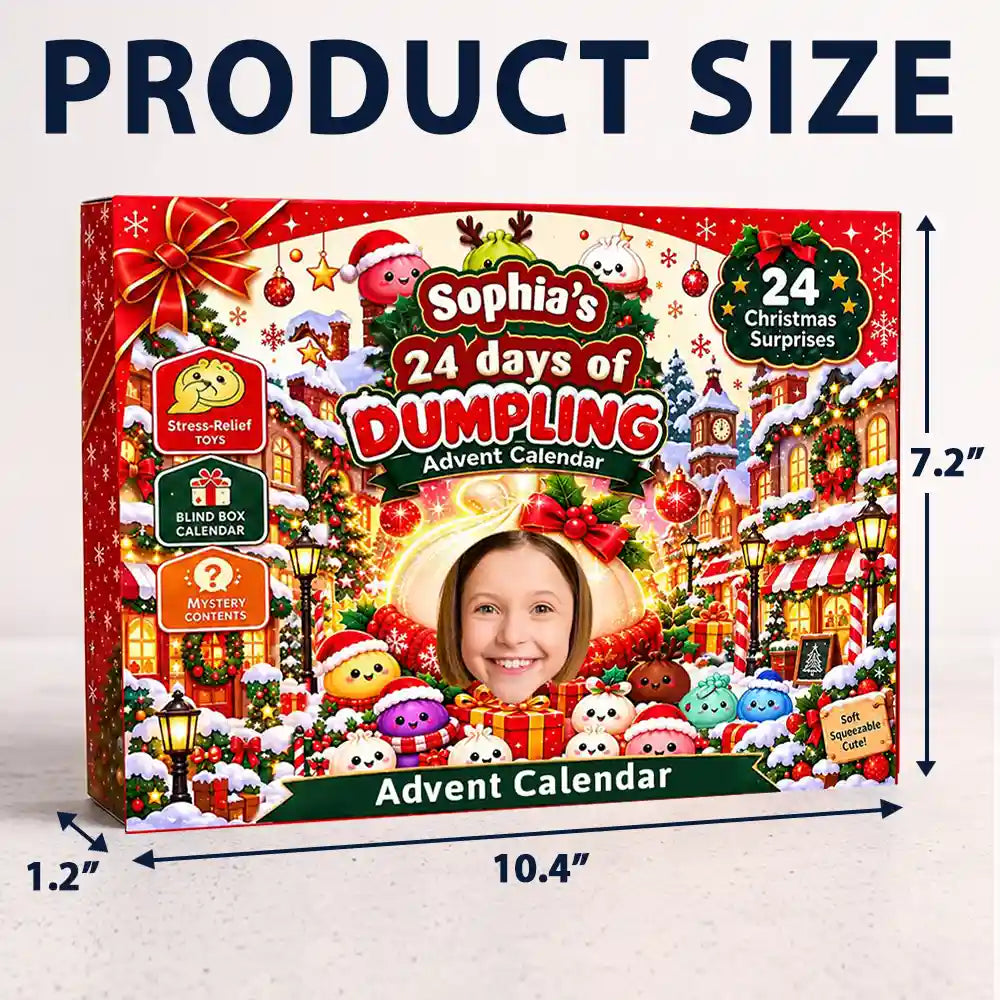 Adorable,Christmas,Custom Photo,Cut-Face Photo,Gift For Kids - Squishy 24 Days Of Dumpling Festive Gift For Kids - Personalized Custom Photo Christmas Countdown Advent Calendar