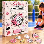 Adorable,Christmas,Custom Text,Gift For Kids - Custom Name Christmas 24 Days Of Volleyball Favorites - Personalized Court Countdown Advent Calendar
