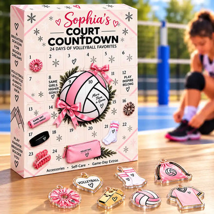 Custom Name Christmas 24 Days Of Volleyball Favorites - Personalized Court Countdown Advent Calendar