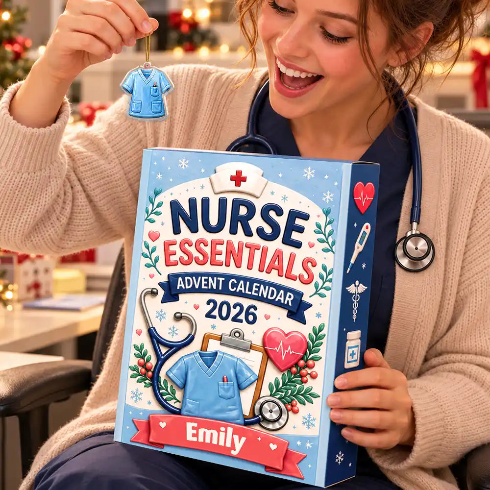 Adorable,Christmas,Custom Text,Nurse - Custom Name Nurse Charm - Personalized Christmas Countdown Advent Calendar