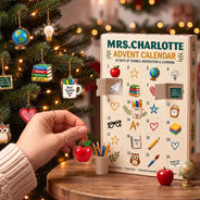 Adorable,Christmas,Custom Text,Teacher - Custom Name Teacher Charm - Personalized Christmas Countdown Advent Calendar