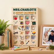 Adorable,Christmas,Custom Text,Teacher - Custom Name Teacher Charm - Personalized Christmas Countdown Advent Calendar