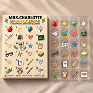 Adorable,Christmas,Custom Text,Teacher - Custom Name Teacher Charm - Personalized Christmas Countdown Advent Calendar