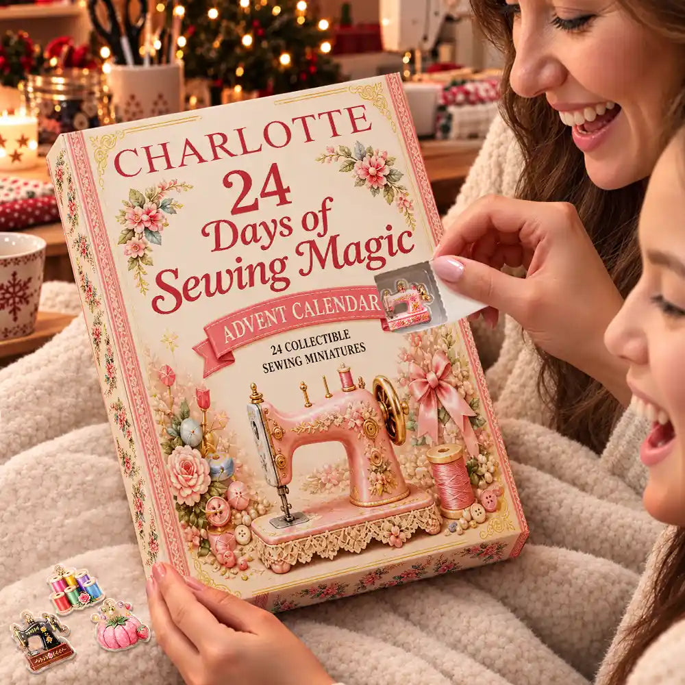 Adorable,Christmas,Custom Text,Gift For Mother,Gifts For Her,Sewing - Custom Name Sewing Magic - Personalized Christmas Countdown Advent Calendar