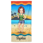 Traveling Beach Poolside Swimming Picnic Vacation - Birthday, Funny Gift For Her, Him, Besties, Family - Personalized Custom Beach Towel
