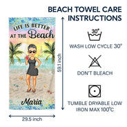 Just A Girl Who Loves Beaches Cartoon Swimming Picnic Vacation Traveling - Birthday, Funny Gift For Her, Him, Besties, Family - Personalized Custom Beach Towel