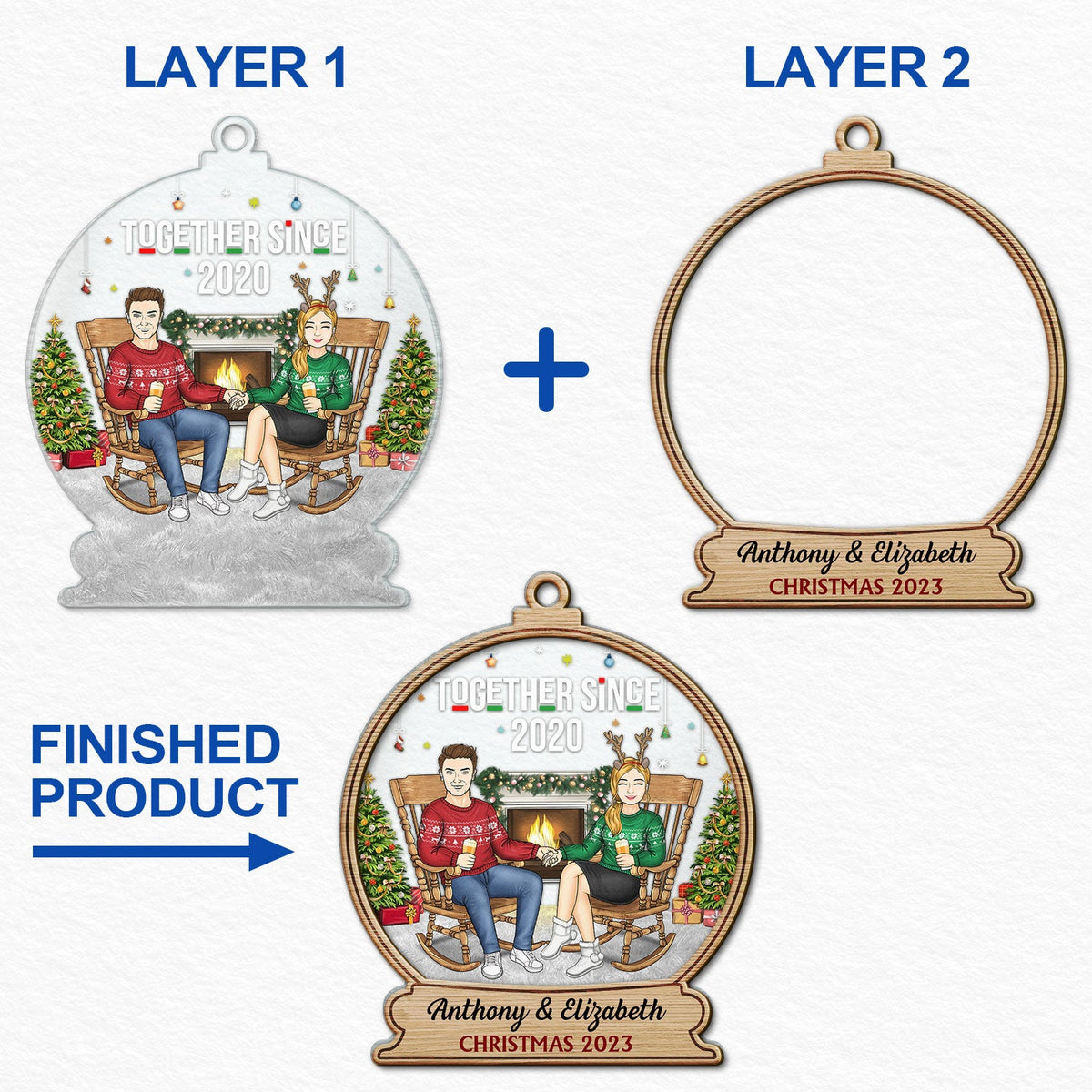 Together Since - Christmas Gift For Couples - Personalized 2-Layered Mix Ornament