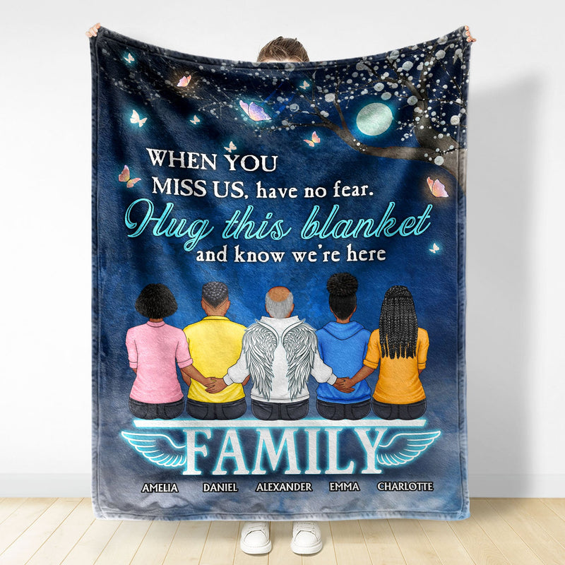 A Hug From Heaven When You Really Miss Me - Memorial, Christmas Gift For Family - Personalized Fleece Blanket