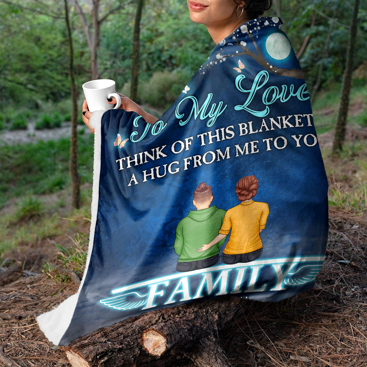 A Hug From Heaven When You Really Miss Me - Memorial, Christmas Gift For Family - Personalized Fleece Blanket