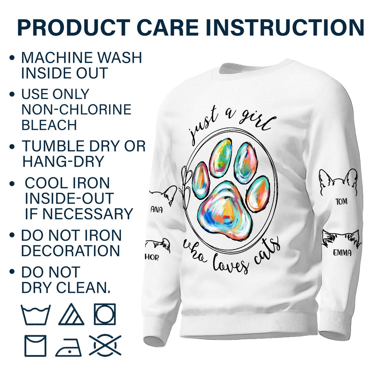 Just A Girl Who Loves Dogs Cats - Birthday, Loving Gift For Dog Lover, Cat Mom, Pet Mum - Personalized Unisex Sweatshirt With Design On Sleeve