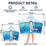 Kids On The Beach Sand Pool - Personalized Hooded Beach Towel