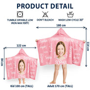 Custom Photo Pattern Name Traveling Beach Poolside Swimming Picnic - Personalized Hooded Beach Towel