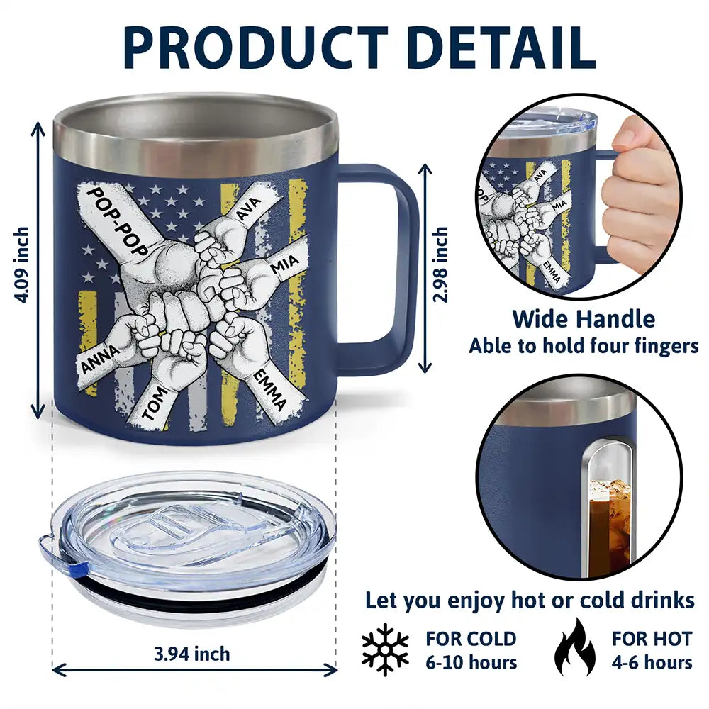 Best Dad Grandpa Ever - Personalized 14oz Stainless Steel Tumbler With Handle