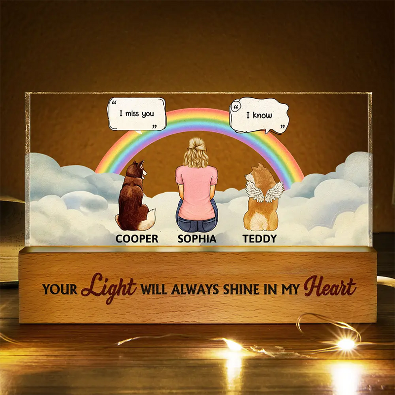 I Miss You I Know Pet Memorial - Personalized Rectangle LED Light