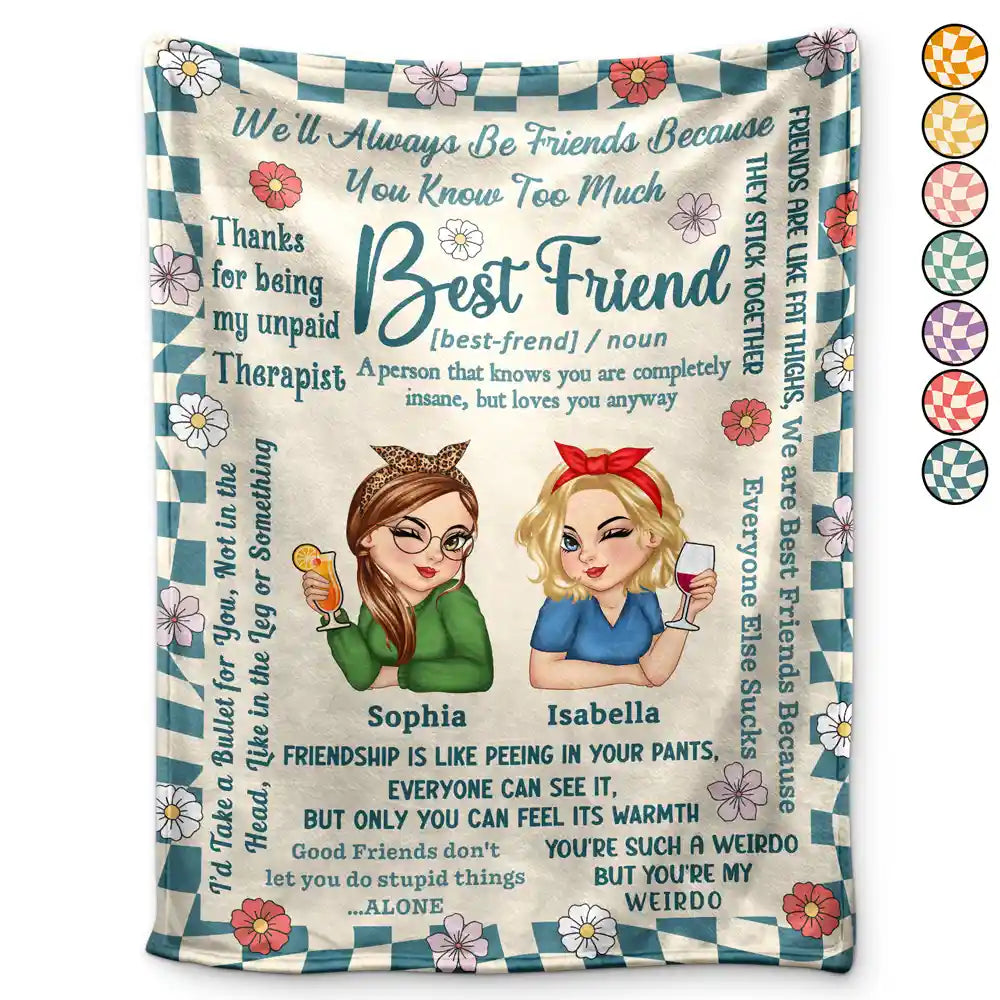 Best Friends Forever Connected By Heart - Personalized Fleece Blanket, Sherpa Blanket