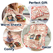 Best Friends Forever Connected By Heart - Personalized Fleece Blanket, Sherpa Blanket