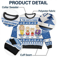 Family - Christmas Chibi Family Holding Gift - Personalized Unisex Ugly Sweater