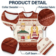 Family - Christmas Gift For Family, Sibling, Friend Flat Art - Personalized Short Sleeve Sweater