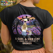 Dog Lovers, Cat Lovers, Pet Lovers, Dog Mom - Flower Field A Girl And Her Dog And Cat - Personalized T Shirt