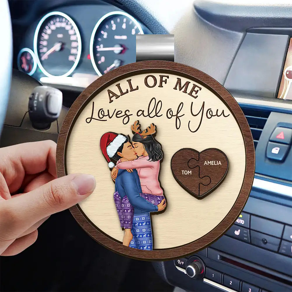 Gift For Couples, Gift For Husband, Gift For Wife, Gift For Boyfriend, Gift For Girlfriend  - Drive Safe I Love You Kissing Couples - Personalized Custom Shaped Car Visor Clip
