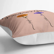 Gift For Grandma, Gift For Women, Gift For Mother - Grandma's Garden Birth Flower - Personalized Pillow
