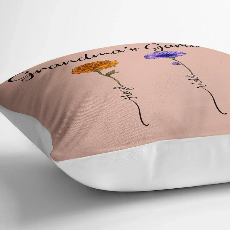 Gift For Grandma, Gift For Women, Gift For Mother - Grandma's Garden Birth Flower - Personalized Pillow
