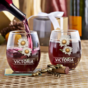 Gift For Women, Gift For Yourself, Gift For Sisters, Gift For Bestie - Birth Flowers Woman - Personalized Stemless Wine Glass