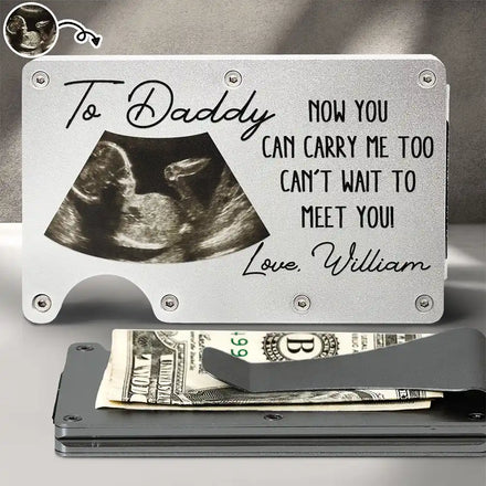 Custom Photo From The Bump Now You Can Carry Me Too - Personalized Card Wallet With Money Clip