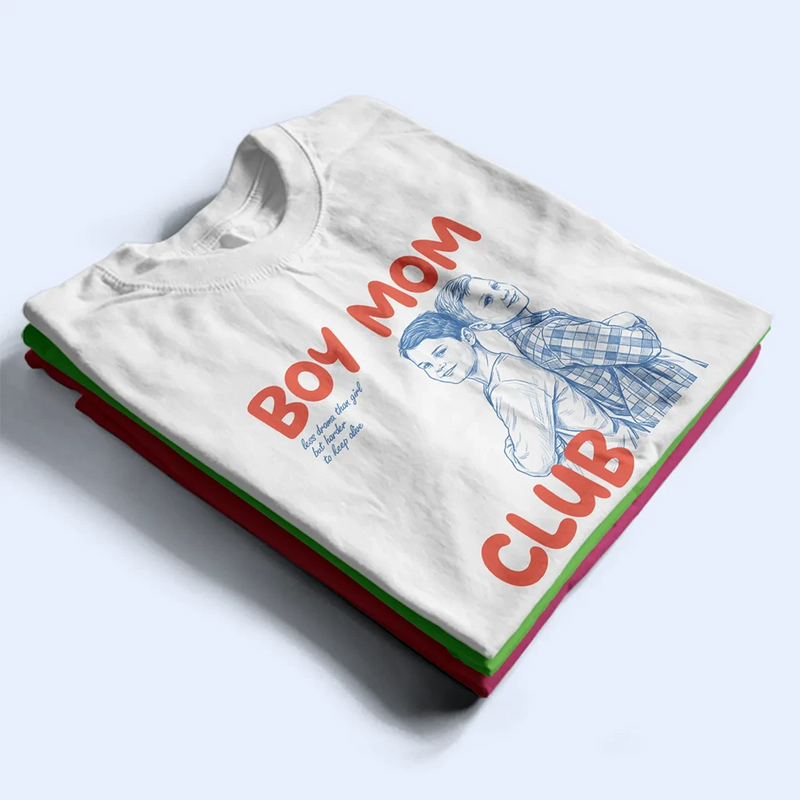 Custom Photo Outline Sketch Boy Mom Club Harder To Keep Alive - Personalized T Shirt