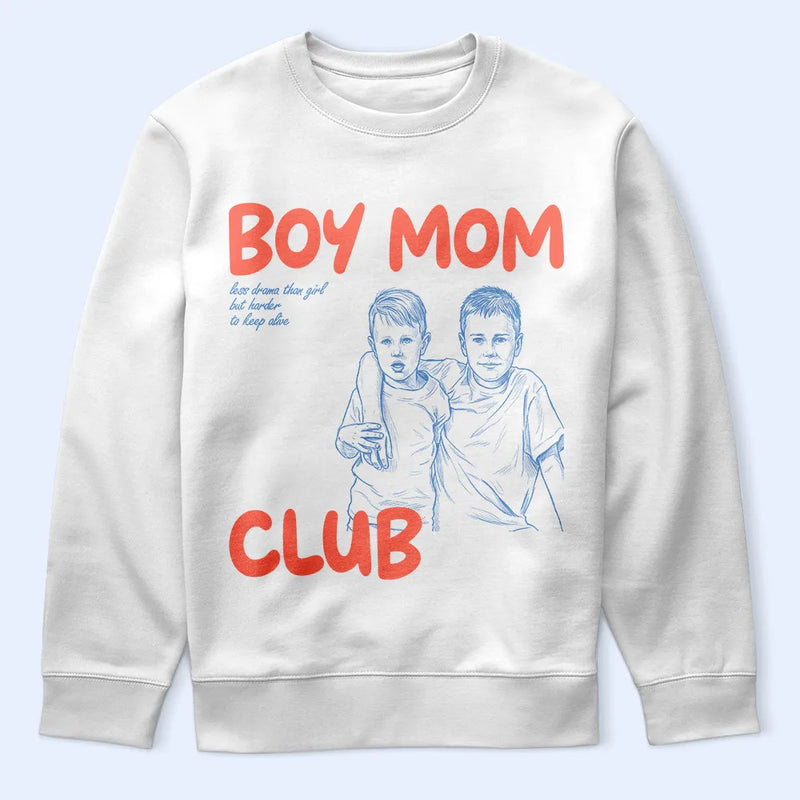 Custom Photo Outline Sketch Boy Mom Club Harder To Keep Alive - Personalized T Shirt