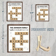 Family,Happy,Parents,Gift For Mother,Gift For Father,Gift For Women,Gift For Men,Gift For Grandpa,Gift For Grandma - Crossword Together Is Our Favorite Place To Be - Personalized 2-Layered Wooden Plaque With Stand