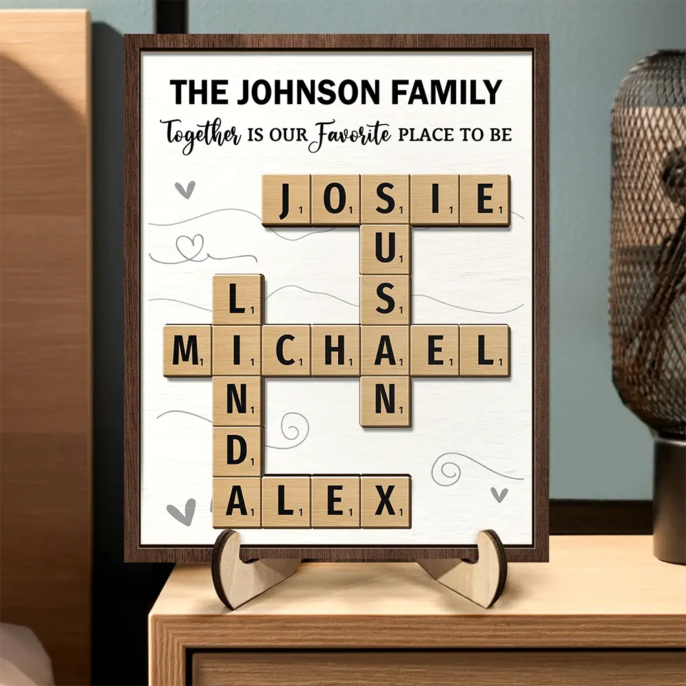 Crossword Together Is Our Favorite Place To Be - Personalized 2-Layered Wooden Plaque With Stand