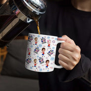 Custom Photo Stars & Stripes Best Dad Mom Grandpa Grandma Ever - Personalized White Edge-to-Edge Mug