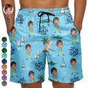 Gift For Father,Gift For Grandpa,Non-Eng,Photo,Confident - Custom Photo Best Dad Ever Palm Tree And Sailing - Personalized Unisex Beach Shorts