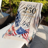 America 250th,Custom Photo,Independence Day,Art Design,Summer,Pet Lovers,Playful,Photo - US Theme Accessories Watercolor - Custom Photo Watercolor With US Accessories 250th Anniversary Fourth Of July - Personalized Beach Towel