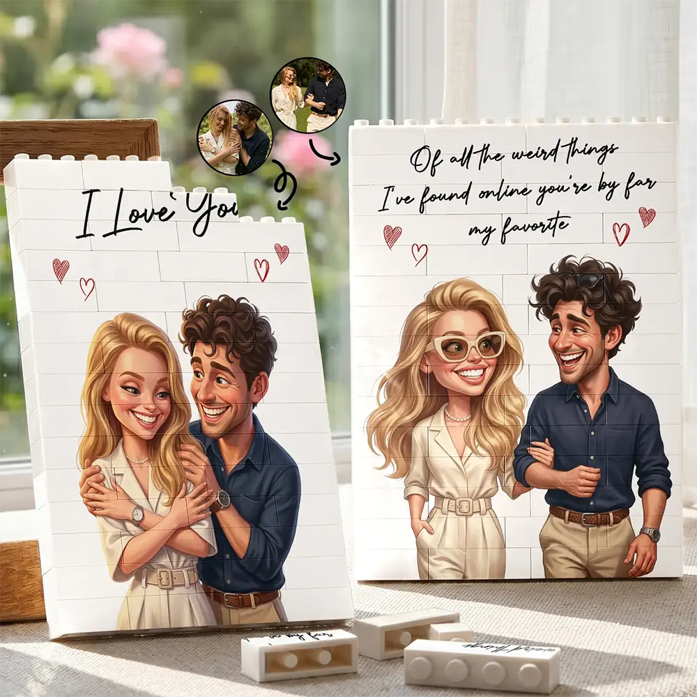 Custom Photo,Art Design,Gift For Couples,Top Market,Romantic,Photo - Caricature - Remove BG - Custom Photo Caricature I'm Yours No Returns Or Refunds - Personalized Building Brick Blocks