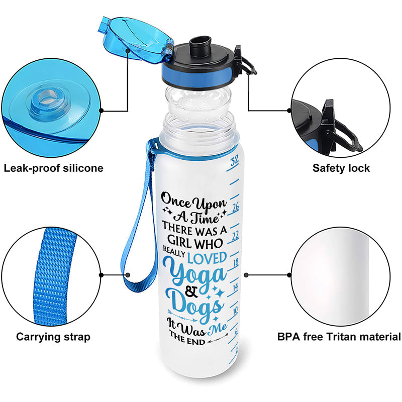 Easily Distracted By Yoga And Dogs - Gift For Yoga & Dog Lovers - Personalized Custom Water Tracker Bottle