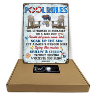 Wander Prints Family Gifts, Backyard Decor, Outdoor Decor, Housewarming Gifts, Patio, Garden, Pool, Bar & Grill, BBQ -	Pool Rules Swim At Your Own Risk, Pool Signs, Classic Metal Signs, Tin Signs