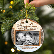Custom Photo Family And So Together They Built - Christmas Gift For Family - Personalized Custom Circle Ceramic Ornament