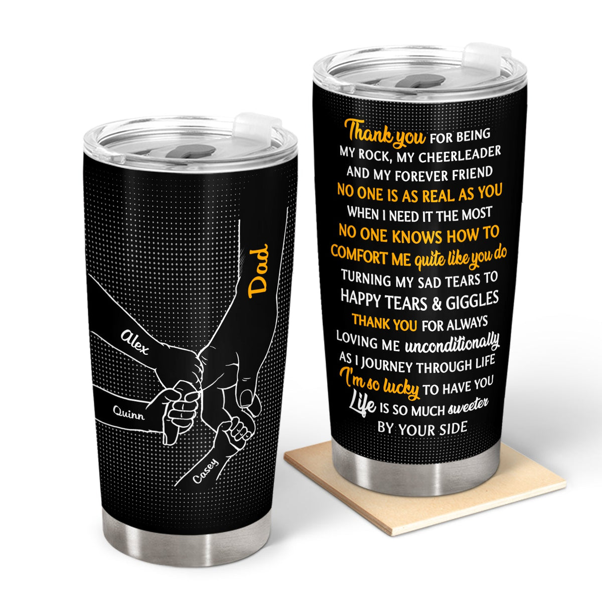 Hand In Hand, I Will Always Protect You - Birthday, Loving Gift For Mother, Father, Grandma, Grandpa, Parents, Grandparents - Personalized Custom Tumbler