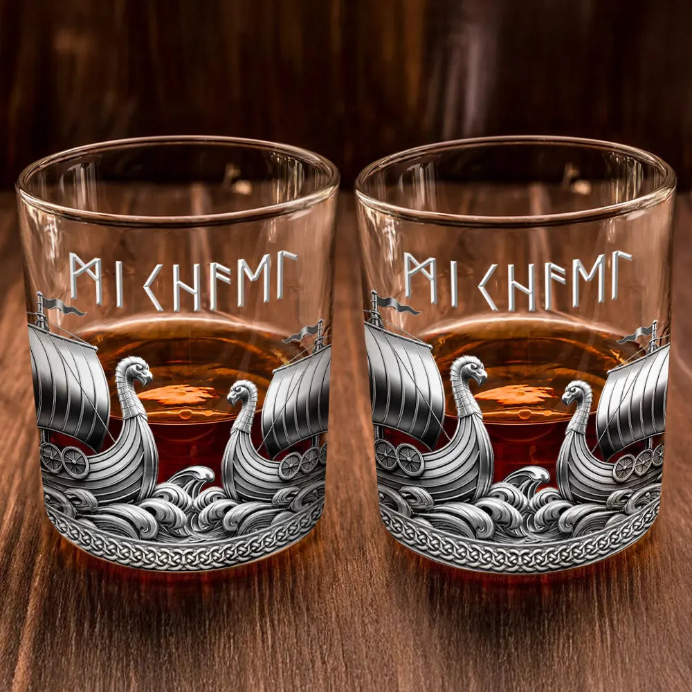 Gift For Yourself,Gift For Men,Happy - Viking A Sip Of History - Personalized Whiskey Glass