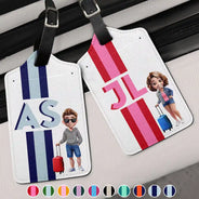 Travel,Gift For Yourself - Vintage Monogram Travel - Personalized Luggage Tag