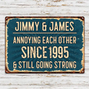 Summer,Top Market,Gift For Couples,Old Couples,Playful,Custom Text - Vintage Annoying Each Other - Personalized Classic Metal Signs