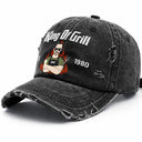Happy,Gift For Father,Gift For Grandpa,Gift For Men,Grilling,Grandpa's Hobby,Dad's Hobby,Non-Eng,Vector,Humorous - Vintage BBQ The Grill Father - Personalized Distressed Cap