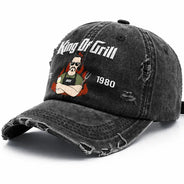 Happy,Gift For Father,Gift For Grandpa,Gift For Men,Grilling,Grandpa's Hobby,Dad's Hobby,Non-Eng,Vector,Humorous - Vintage BBQ The Grill Father - Personalized Distressed Cap