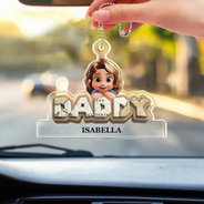 Gift For Grandpa,Grandpa - Grandkids,Gift For Father,Dad - Children,Non-Eng,Vector,Adorable - Vintage Map Grandpa Papa Dad 3D Effect Kids - Personalized Acrylic Car Hanger