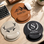 Gift For Husband,Gift For Boyfriend,Gift For Yourself,Gift For Women,Gift For Men,Gift For Grandpa,Gift For Father,Non-Eng,Icon,Confident - Vintage Monogram Initial Name - Personalized Leather Mouse Pad