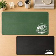 Gift For Yourself,Gift For Men,Gift For Husband,Gift For Boyfriend,Gift For Father,Gift For Grandpa,Hunting,Fishing,Non-Eng,Icon,Confident - Vintage Monogram Name Initial - Personalized Leather Desk Mat
