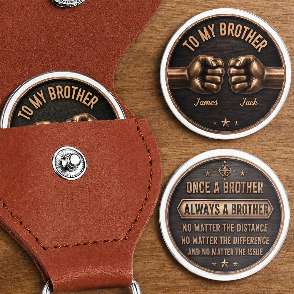 Vintage Once A Brother Always A Brother - Personalized Leather Pocket Hug