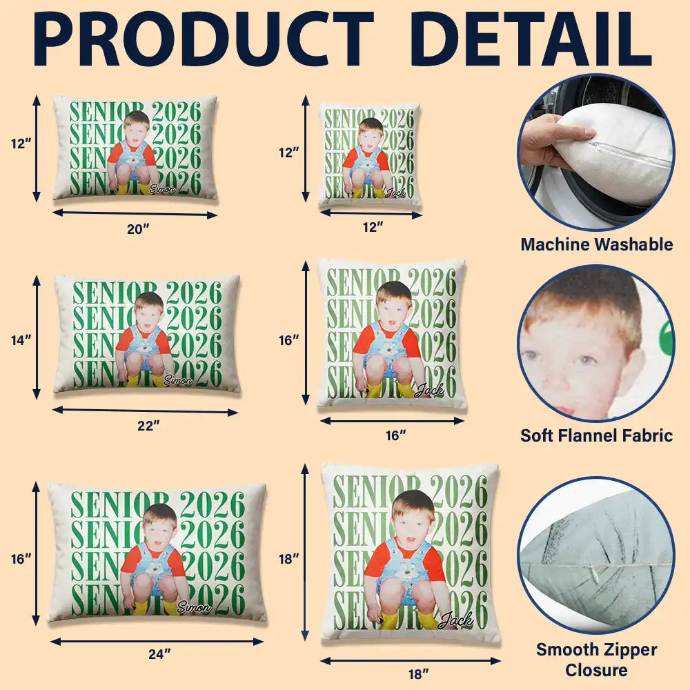 Graduation,Happy,Photo,Proud - Custom Photo Senior Vintage Portrait - Personalized Pillow